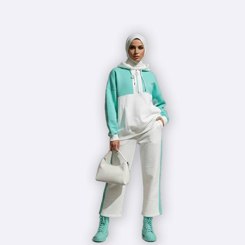 Mint & White Activewear Set with Matching Hijab