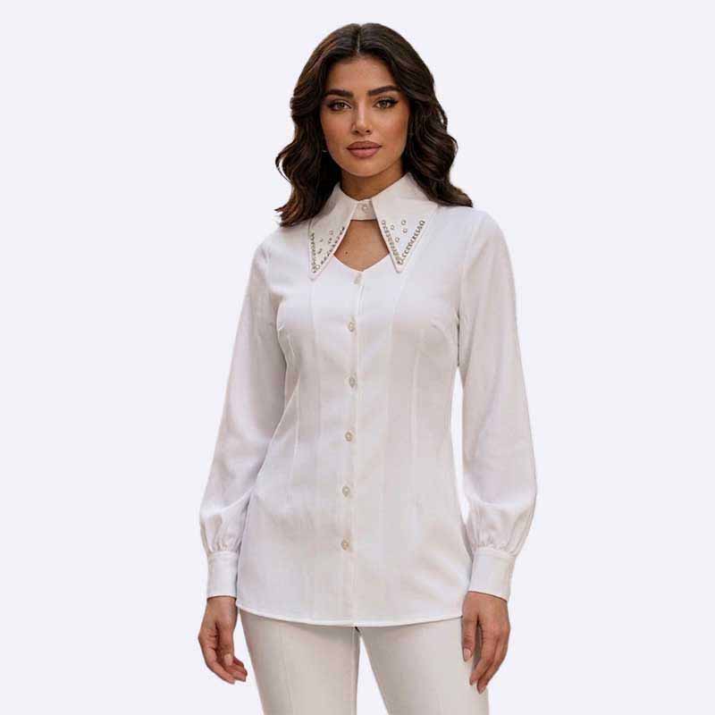 Embellished Collar Button-Down Shirt