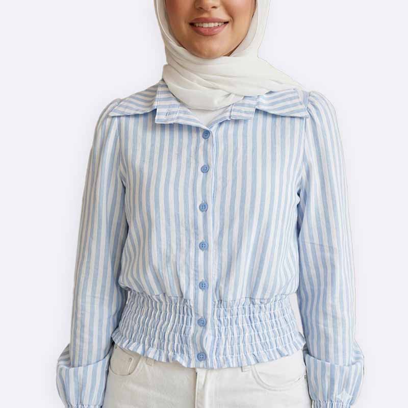Striped Smocked Waist Shirt