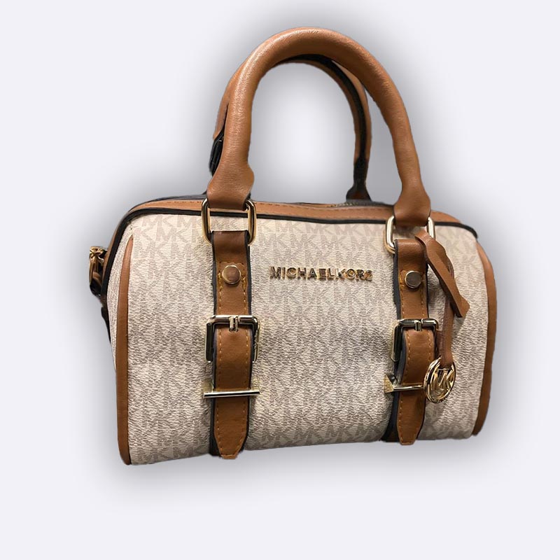 Michael Kors Monogram Barrel Satchel Handbag