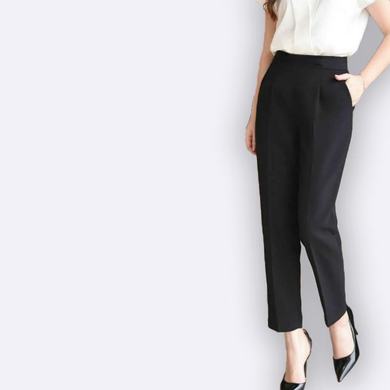 High-Waist Trousers with Ankle Slit