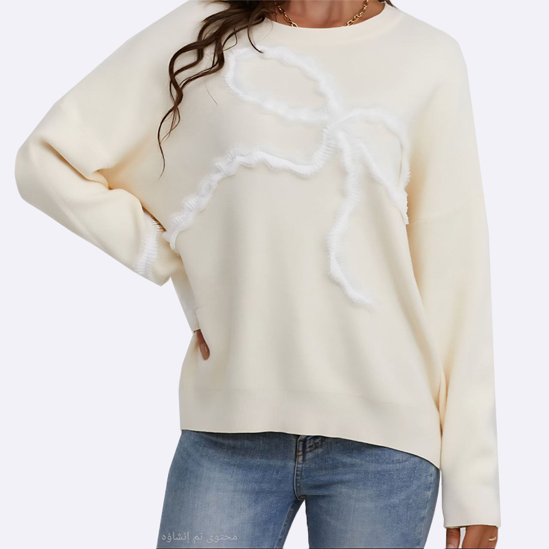 Charming Bow Accent Knit Sweater