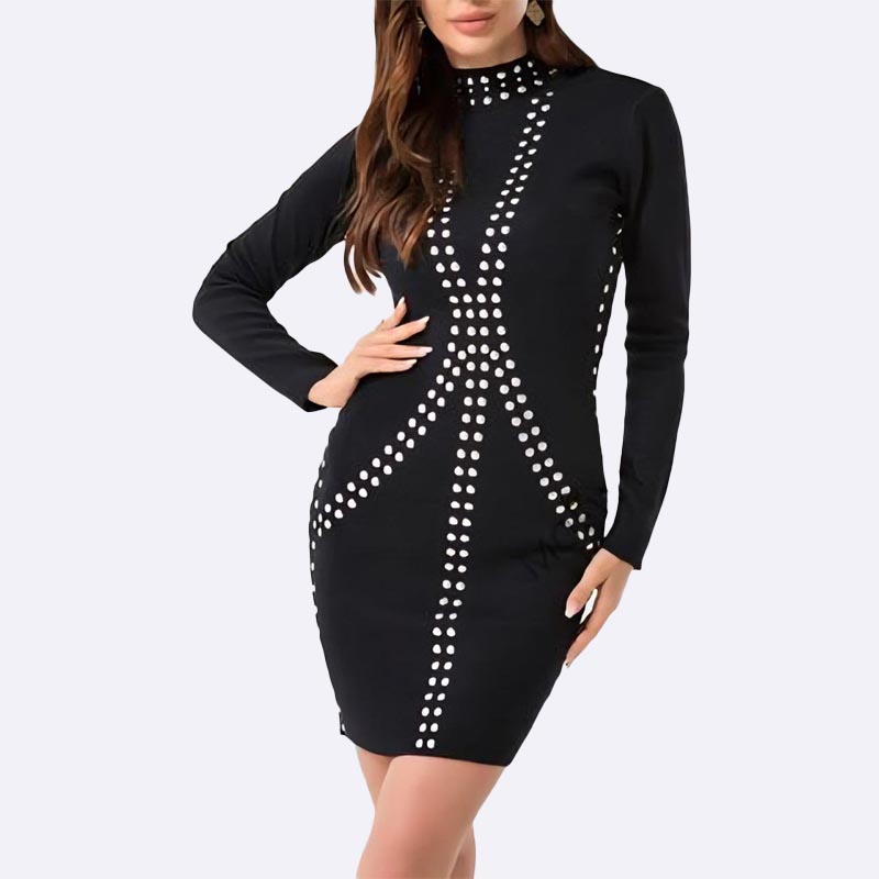 فستان ميني ضيق أنيق مرصع