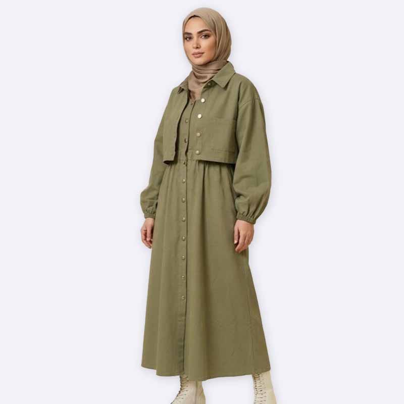 Linen dress and cropped jacket set