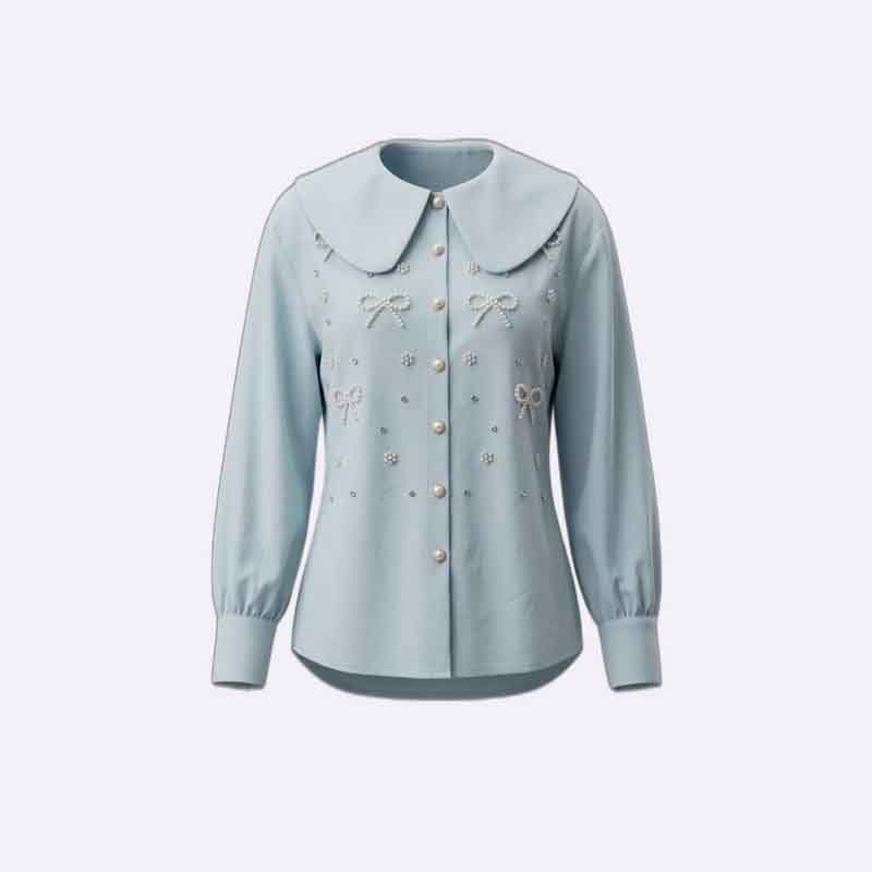 Poplin shirt with beaded details