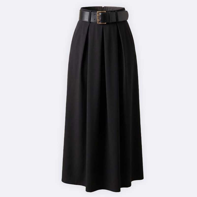 Elegant High-Waisted Maxi Skirt with Belt