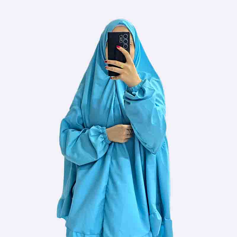 Plain Teteron Prayer Set with Ruffled Hem