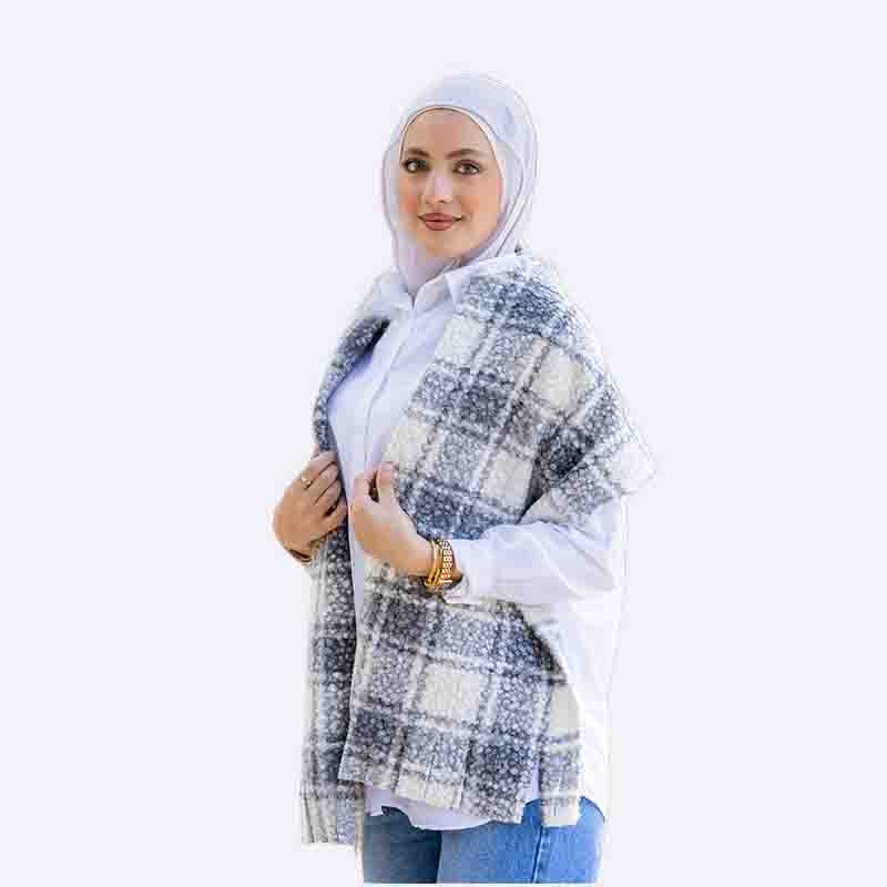 Teddy Faux Fur Plaid Shawl