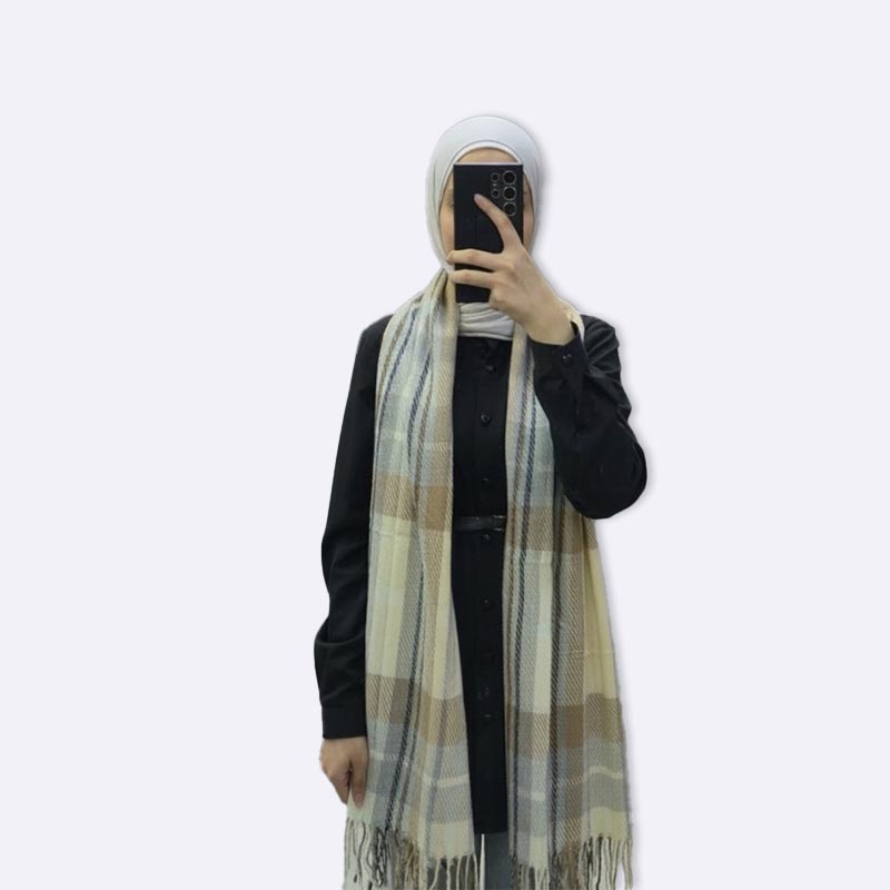 Winter Plaid Tassel Scarf