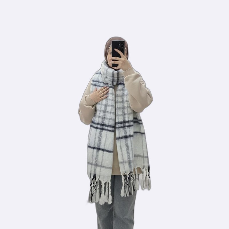 Striped Mohair Scarf with Tassels