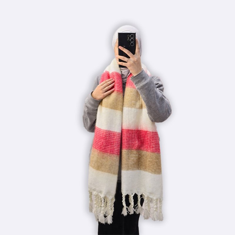 Striped Tassel Scarf 