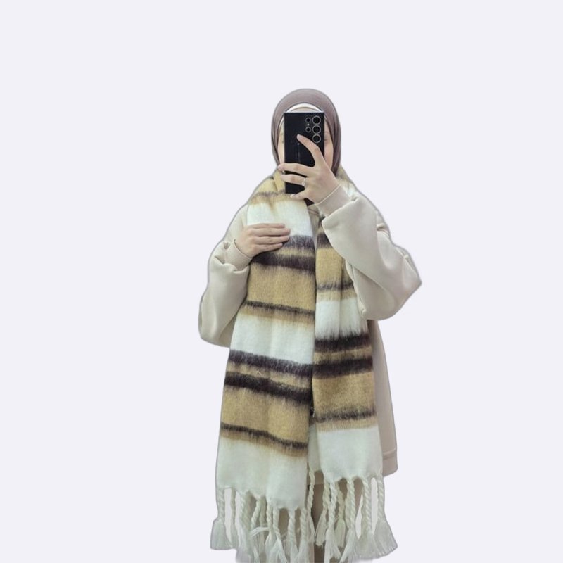 Striped Tassel Scarf