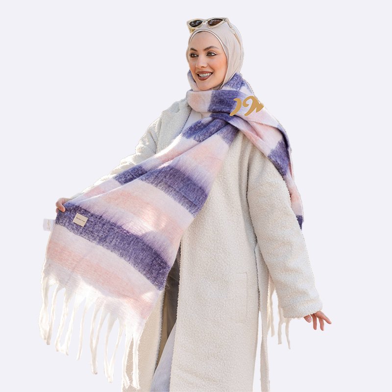 Pastel Dreams Striped Tassel Scarf
