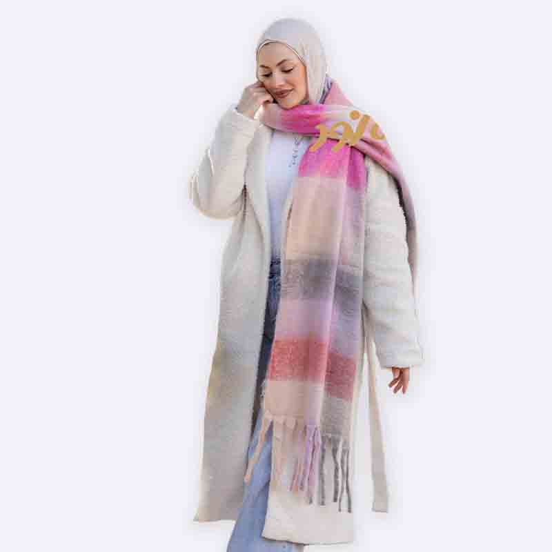 Cozy Plaid Scarf with Fringe