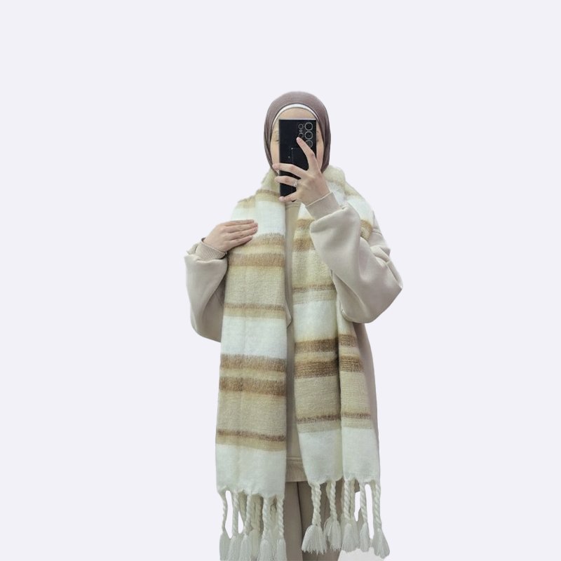 Striped Tassel Scarf 