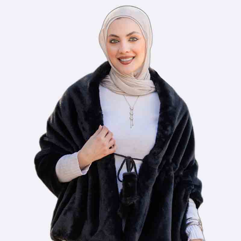 Sky Blue Plush Drawstring Jacket