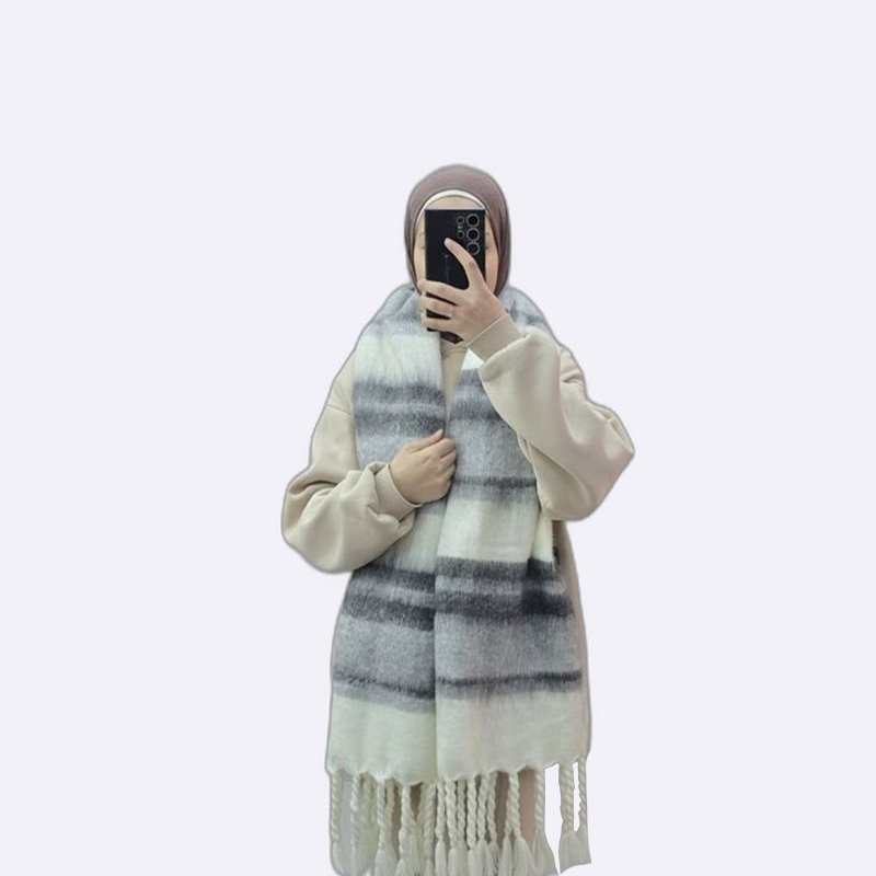 Striped Tassel Scarf 