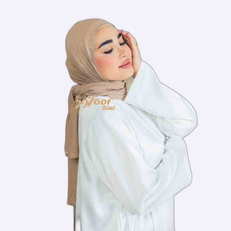 Elegant Pleated Jersey Hijab - Sand