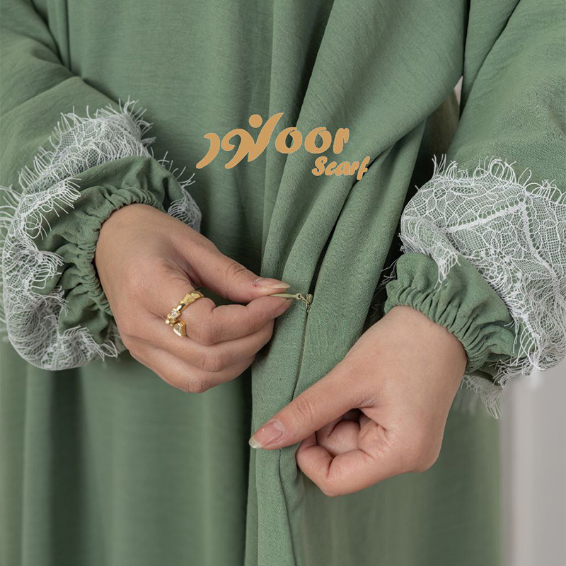 Lace Trim Prayer Abaya