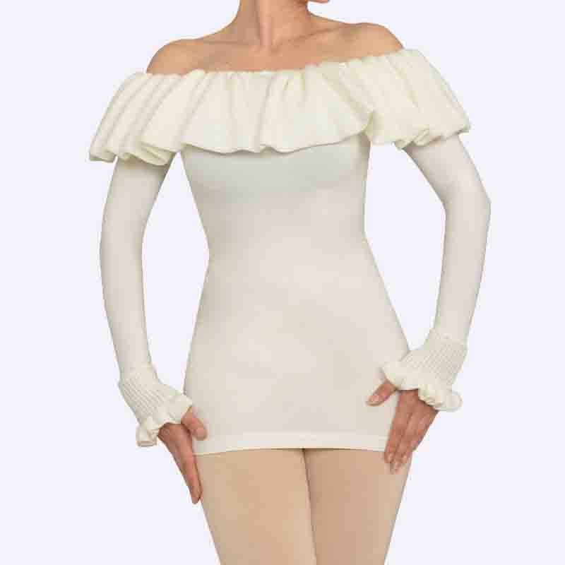 Off-Shoulder Ruffled Long Sleeve Top