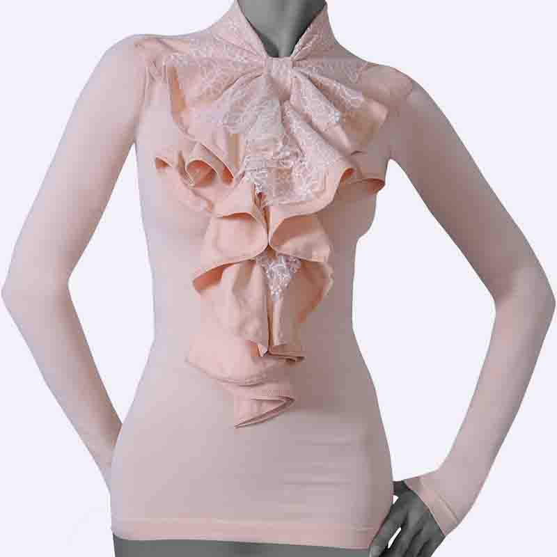 Ruffled Long Sleeve High Neck Top