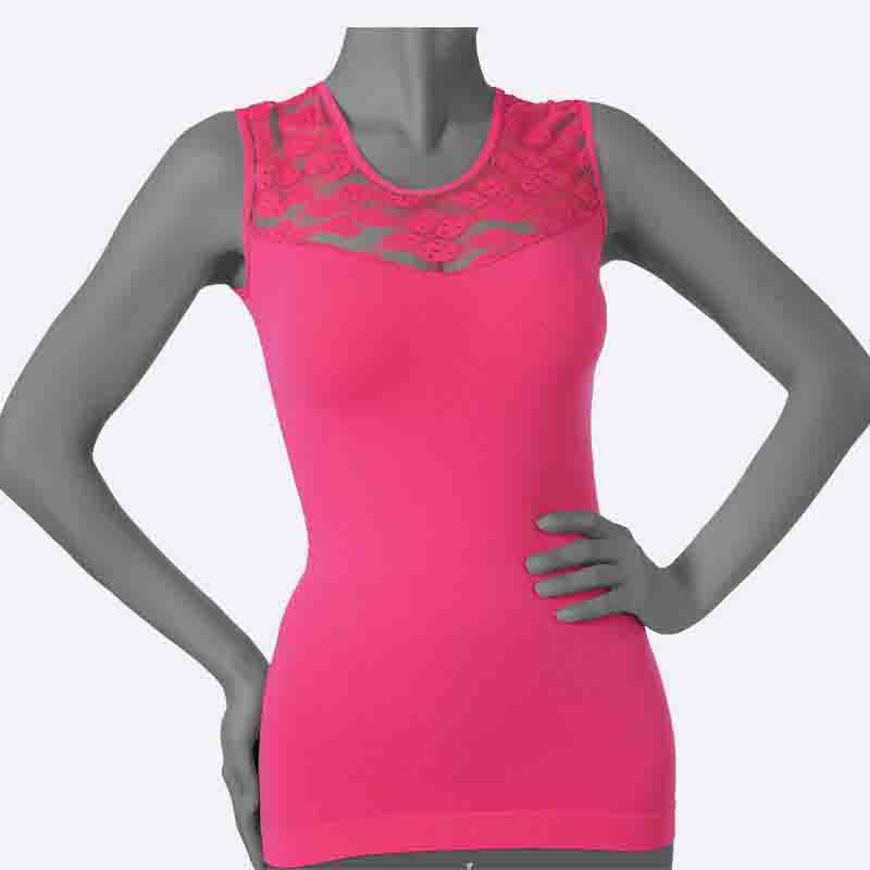 Mesh and Lace Yoke Tank Top