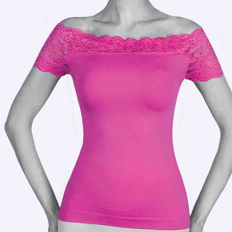 Off-Shoulder Lace Cap Sleeve Top