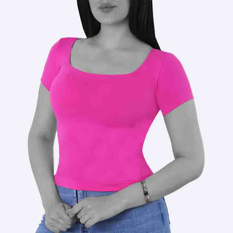 Square Neck Short Sleeve Crop Top