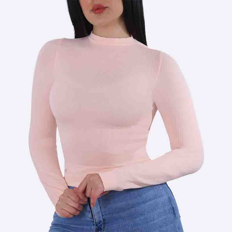 Ribbed Mock Neck Long Sleeve Top