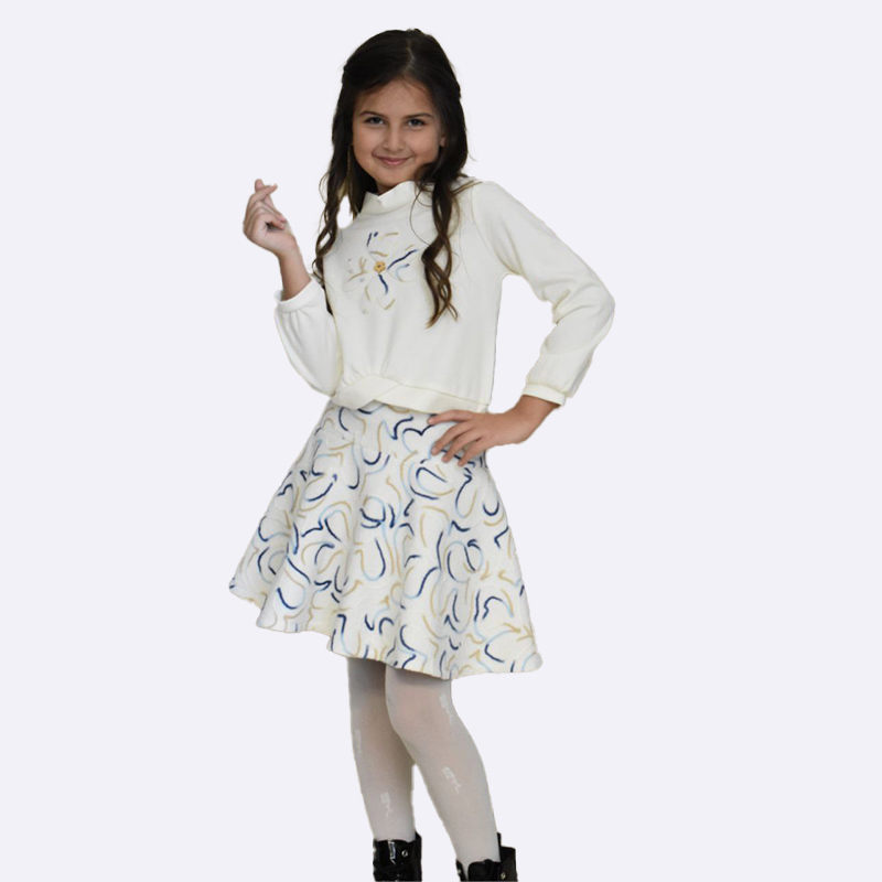 Girls' Skirt and Turtleneck Top Set