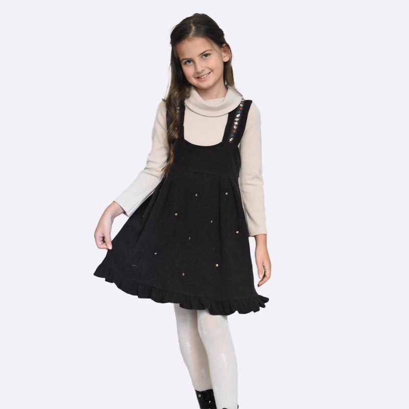 Girls' Embroidered Pinafore Dress Set