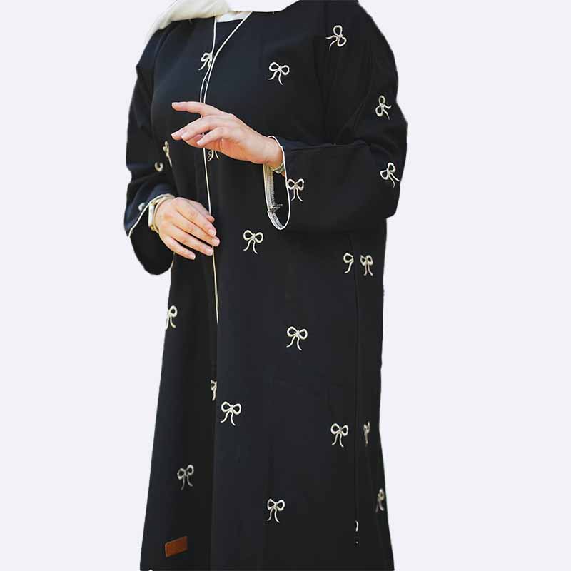Women's Open-Front Abaya with Bows