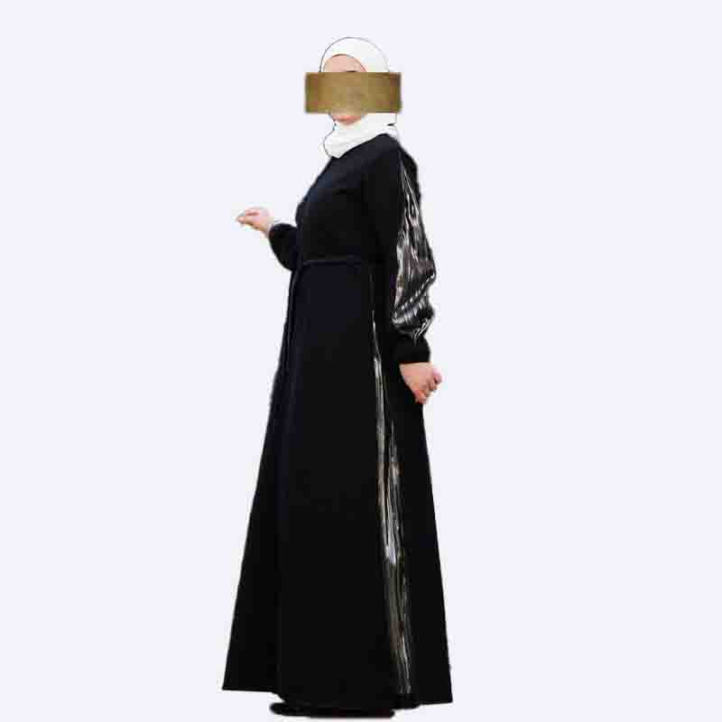 Elegant Black Abaya with Metallic Sleeve Detail
