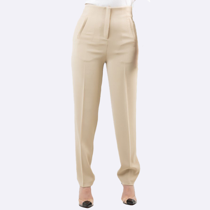 Tailored High-Waisted Beige Trousers