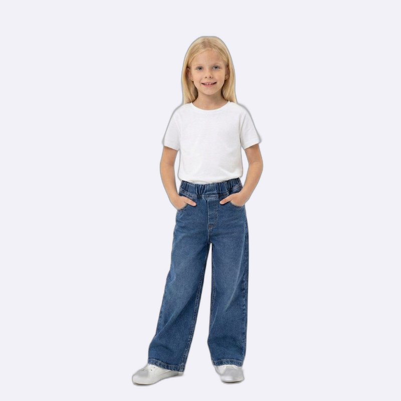 Wide Leg Denim Jeans with Elastic Waist