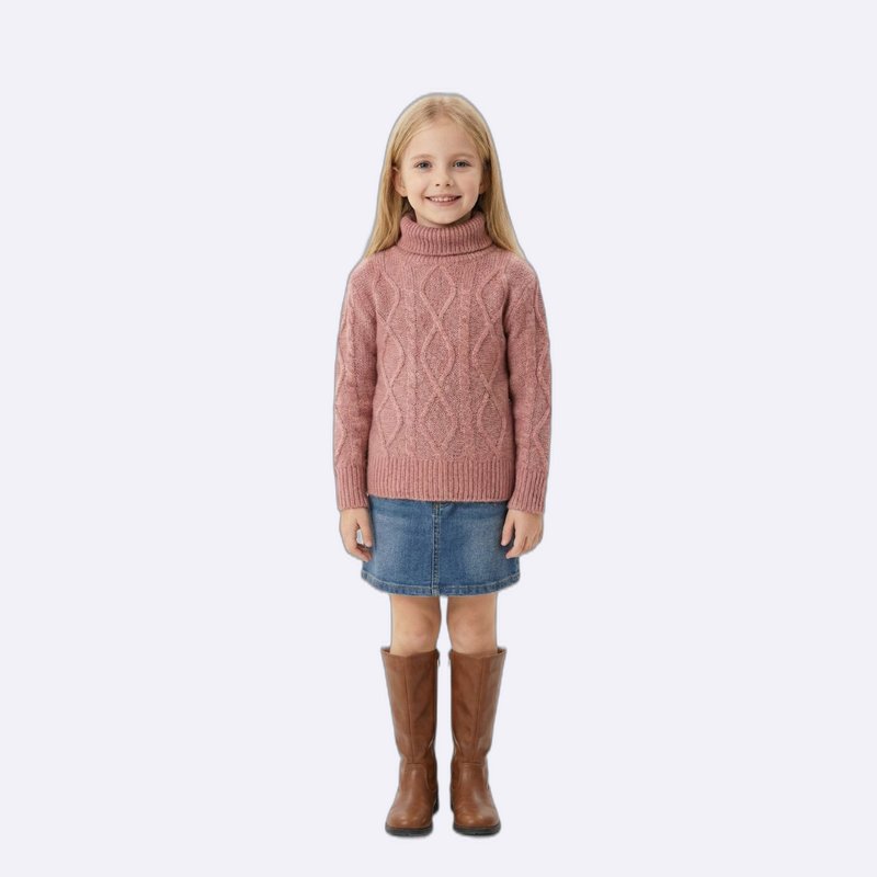 Girls Cable Knit Turtleneck Sweater