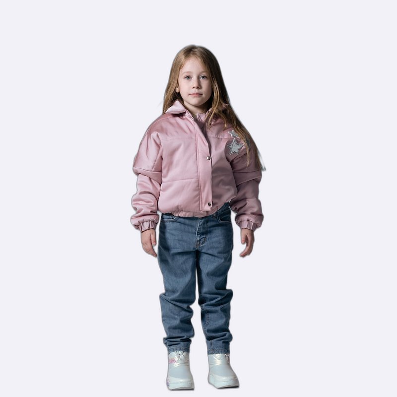 Girl's Pink Star Embellished Puffer Jacket