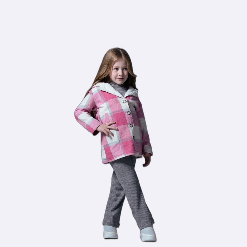 Girls' Pink Plaid Sherpa-Lined Jacket