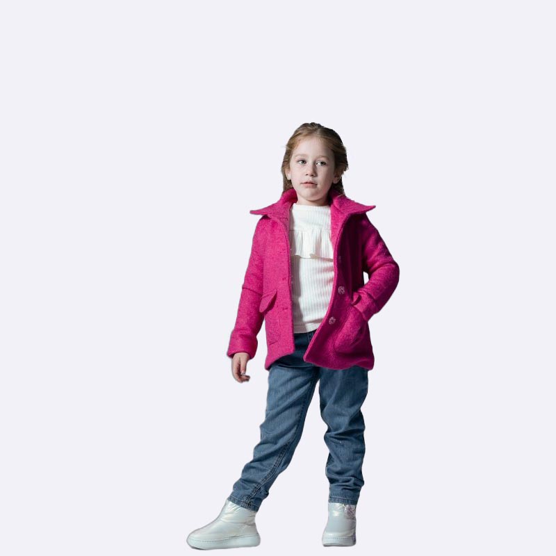 Girls' Chic Pink Wool-Blend Coat