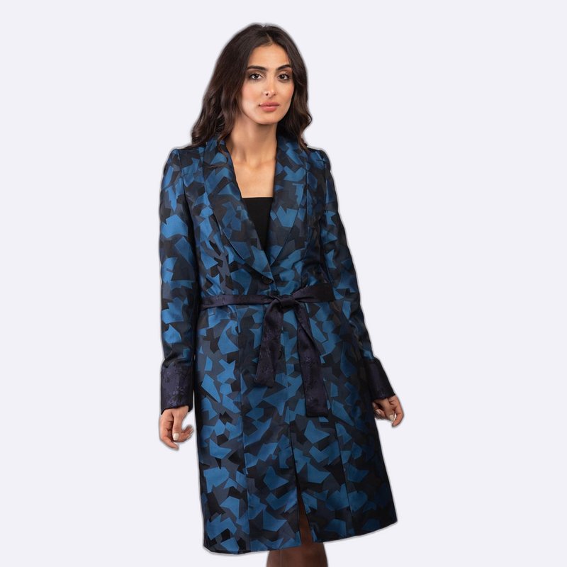 Abstract Print Belted Blazer Dress