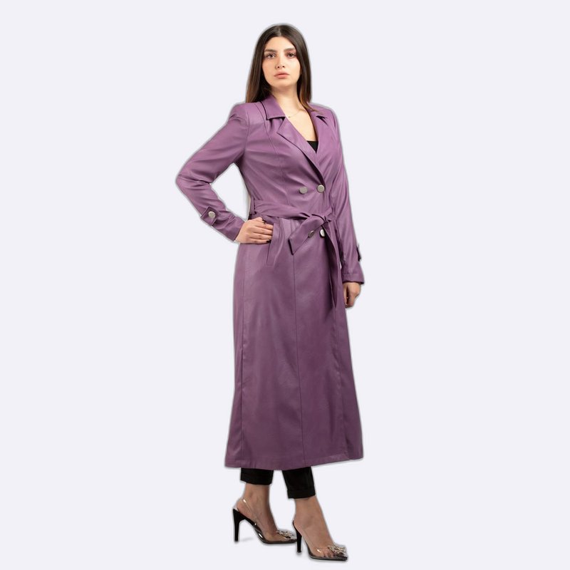 Amethyst Allure: Double-Breasted Trench Coat