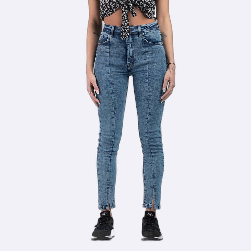 High-Waisted Split Hem Denim Jeans