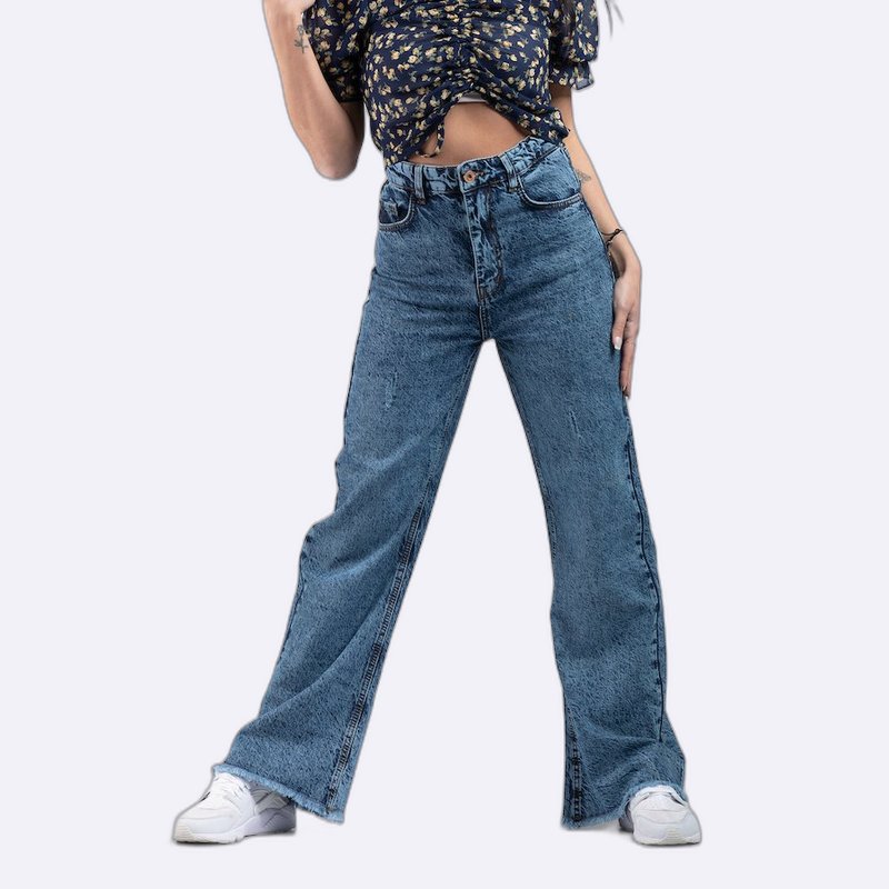 Floral Ruched Top & Wide Leg Jeans Set