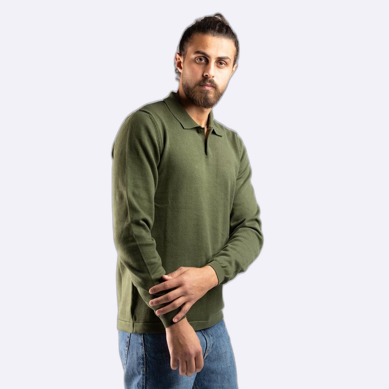 Long-Sleeve Knit Polo Sweater