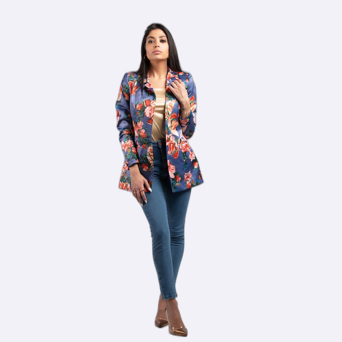 Floral Print Satin Jacket