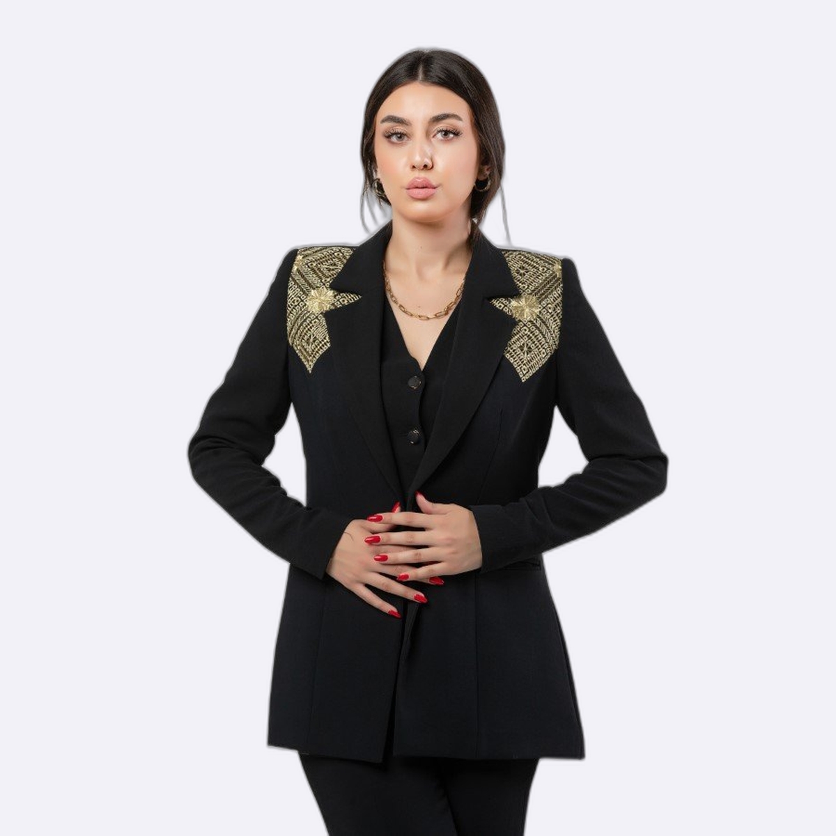 Embroidered Shoulder Blazer