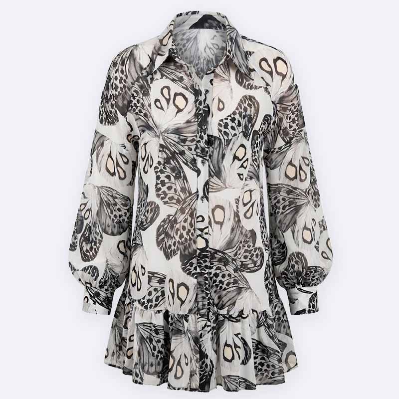 Butterfly Print Long Sleeve Dress