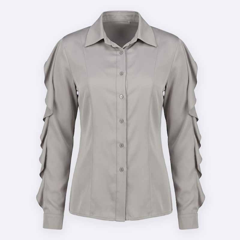 Ruffled Sleeve Button Up Shirt