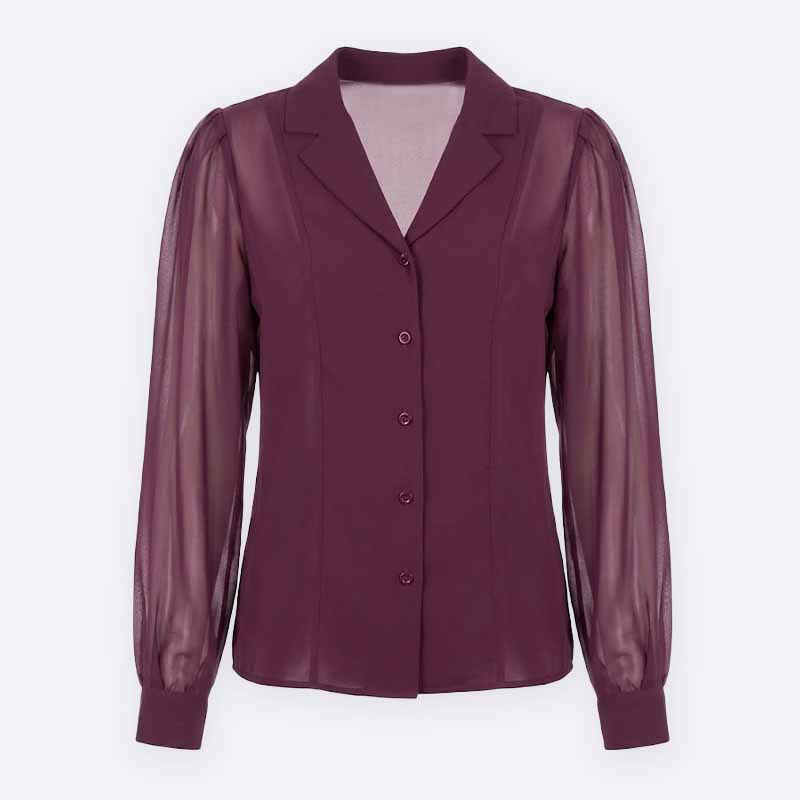 Button Up Shirt with Sheer Sleeves