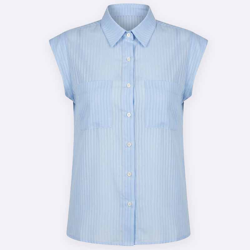 Striped Sleeveless Button Up Shirt